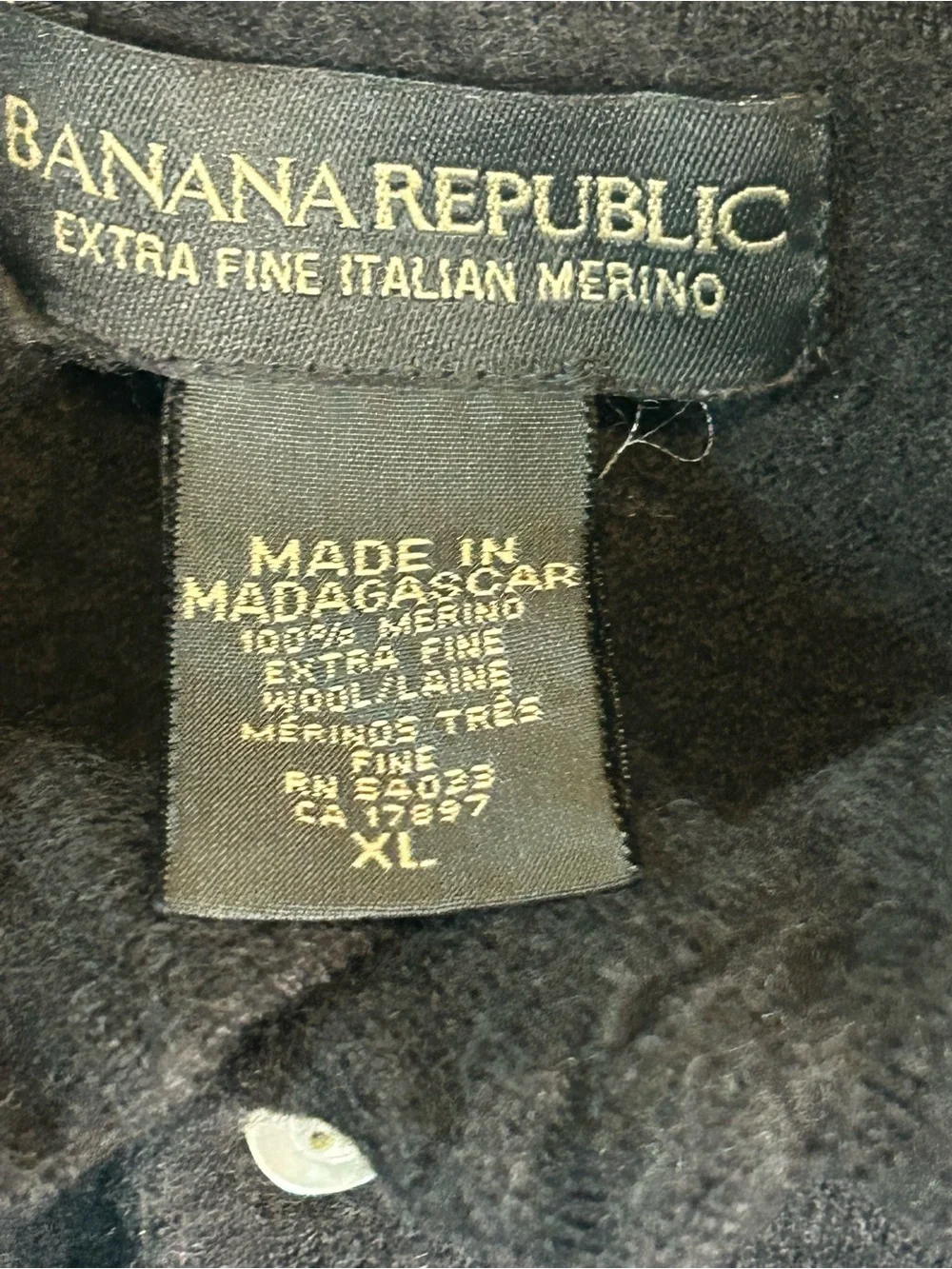 Banana Republic Men's Long-Sleeve Polo in Charcoal Blue Extra Fine Wool Merino